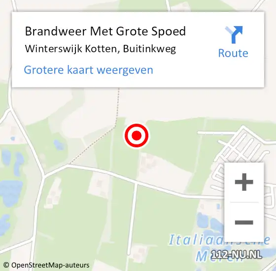 Locatie op kaart van de 112 melding: Brandweer Met Grote Spoed Naar Winterswijk Kotten, Buitinkweg op 14 september 2024 20:19