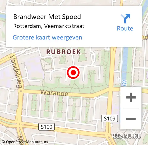 Locatie op kaart van de 112 melding: Brandweer Met Spoed Naar Rotterdam, Veemarktstraat op 14 september 2024 20:27