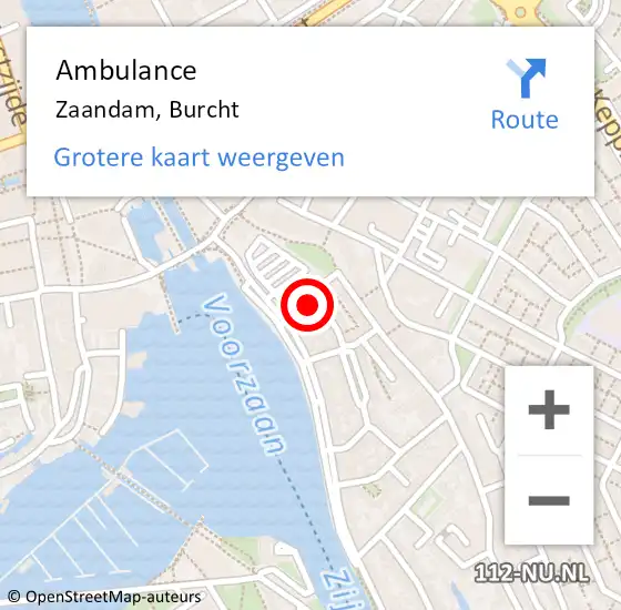 Locatie op kaart van de 112 melding: Ambulance Zaandam, Burcht op 14 september 2024 20:32