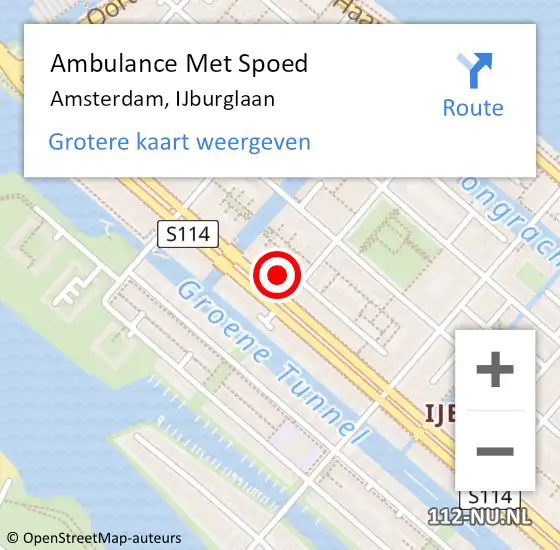 Locatie op kaart van de 112 melding: Ambulance Met Spoed Naar Amsterdam, IJburglaan op 14 september 2024 20:42