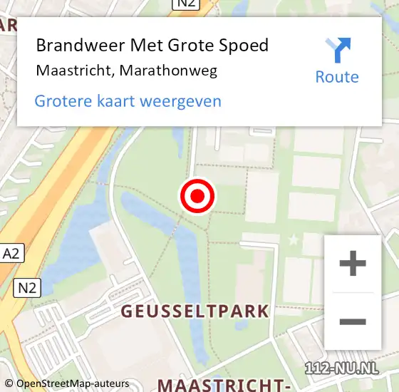 Locatie op kaart van de 112 melding: Brandweer Met Grote Spoed Naar Maastricht, Marathonweg op 14 september 2024 20:48