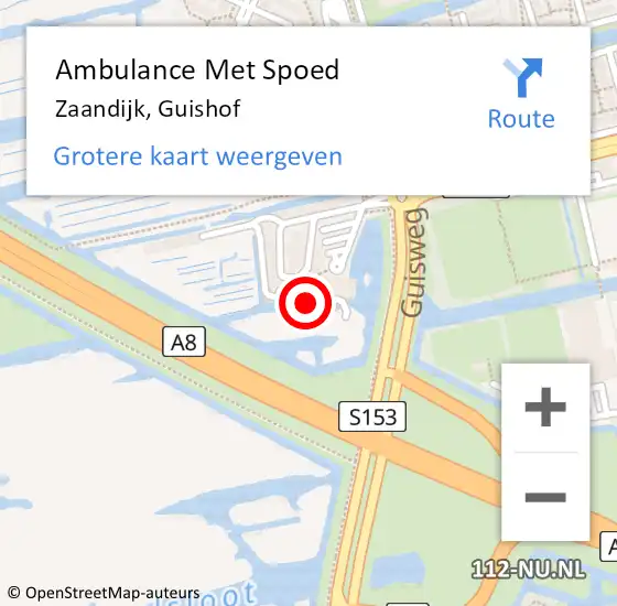 Locatie op kaart van de 112 melding: Ambulance Met Spoed Naar Zaandijk, Guishof op 14 september 2024 21:00