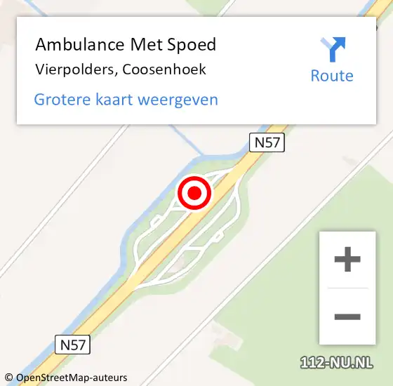 Locatie op kaart van de 112 melding: Ambulance Met Spoed Naar Vierpolders, Coosenhoek op 14 september 2024 21:06