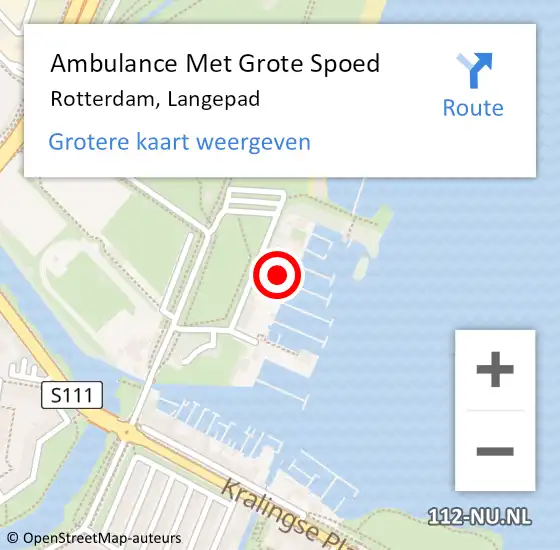 Locatie op kaart van de 112 melding: Ambulance Met Grote Spoed Naar Rotterdam, Langepad op 14 september 2024 21:22