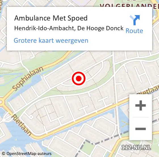 Locatie op kaart van de 112 melding: Ambulance Met Spoed Naar Hendrik-Ido-Ambacht, De Hooge Donck op 14 september 2024 21:50