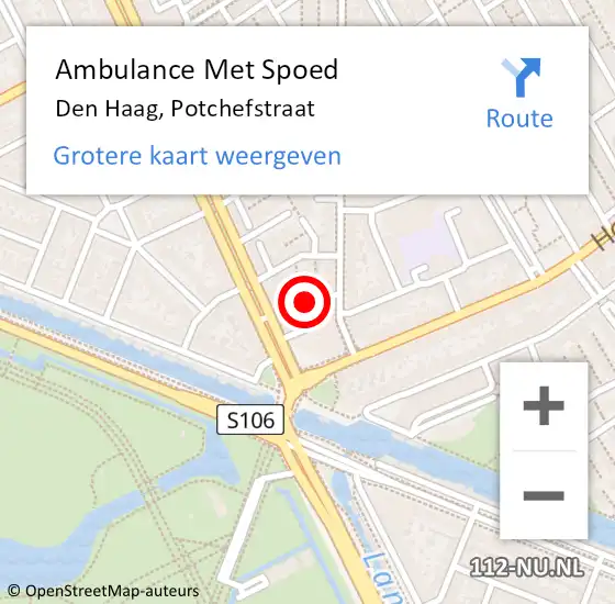 Locatie op kaart van de 112 melding: Ambulance Met Spoed Naar Den Haag, Potchefstraat op 14 september 2024 21:57