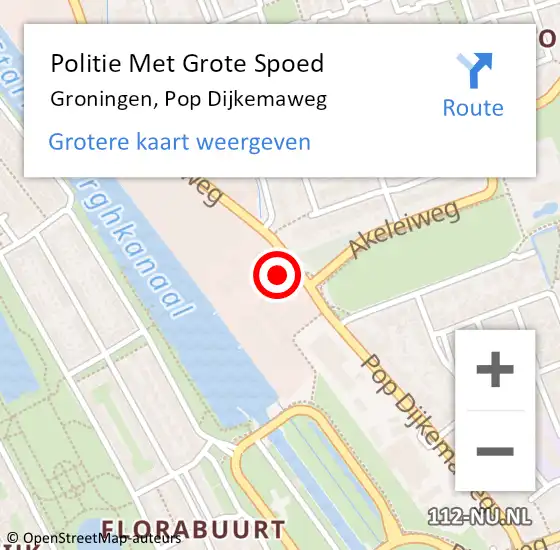 Locatie op kaart van de 112 melding: Politie Met Grote Spoed Naar Groningen, Pop Dijkemaweg op 14 september 2024 21:58