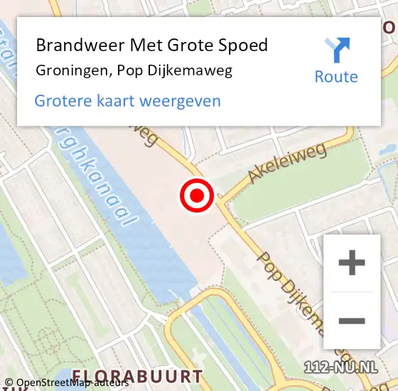 Locatie op kaart van de 112 melding: Brandweer Met Grote Spoed Naar Groningen, Pop Dijkemaweg op 14 september 2024 21:59