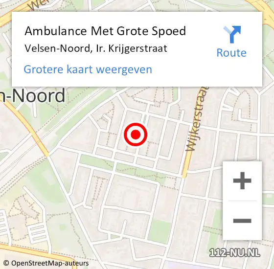 Locatie op kaart van de 112 melding: Ambulance Met Grote Spoed Naar Velsen-Noord, Ir. Krijgerstraat op 14 september 2024 22:00