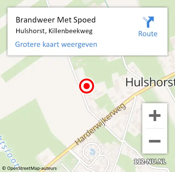 Locatie op kaart van de 112 melding: Brandweer Met Spoed Naar Hulshorst, Killenbeekweg op 14 september 2024 22:10