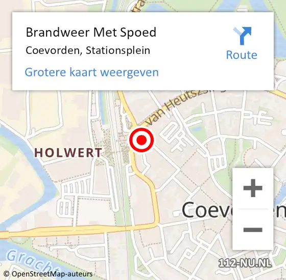 Locatie op kaart van de 112 melding: Brandweer Met Spoed Naar Coevorden, Stationsplein op 14 september 2024 22:16