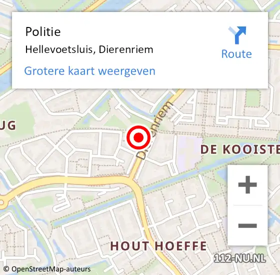 Locatie op kaart van de 112 melding: Politie Hellevoetsluis, Dierenriem op 14 september 2024 22:20