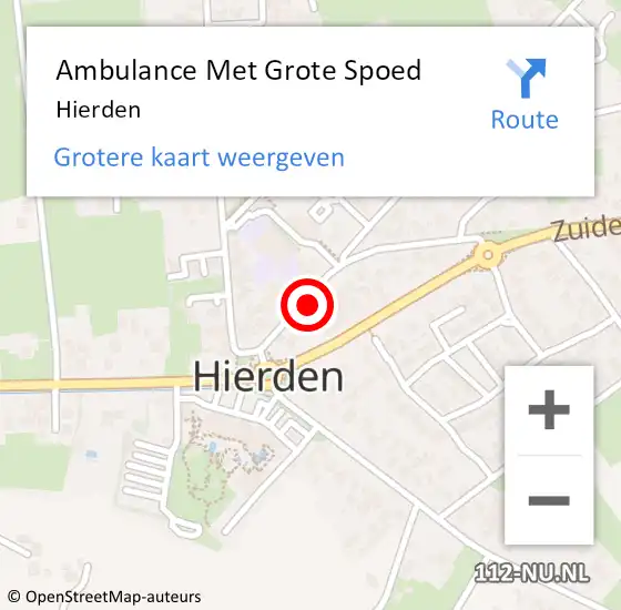 Locatie op kaart van de 112 melding: Ambulance Met Grote Spoed Naar Hierden op 14 september 2024 22:21