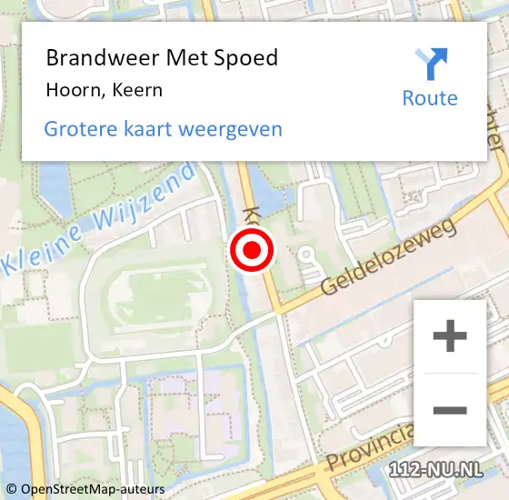 Locatie op kaart van de 112 melding: Brandweer Met Spoed Naar Hoorn, Keern op 14 september 2024 22:34