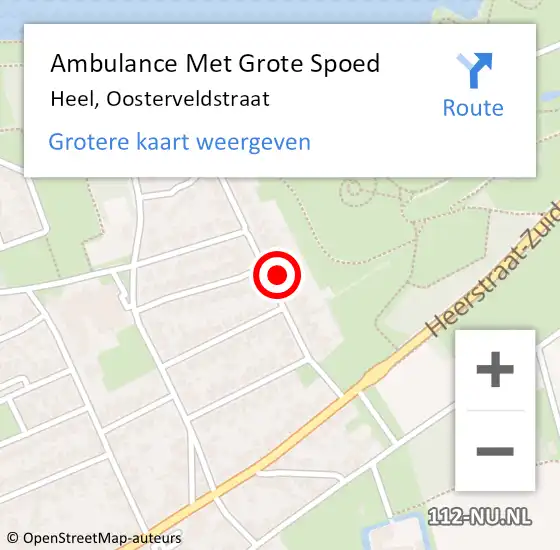 Locatie op kaart van de 112 melding: Ambulance Met Grote Spoed Naar Heel, Oosterveldstraat op 14 september 2024 23:05