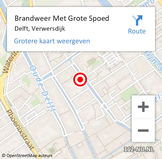 Locatie op kaart van de 112 melding: Brandweer Met Grote Spoed Naar Delft, Verwersdijk op 14 september 2024 23:21