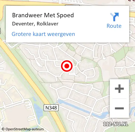 Locatie op kaart van de 112 melding: Brandweer Met Spoed Naar Deventer, Rolklaver op 14 september 2024 23:44