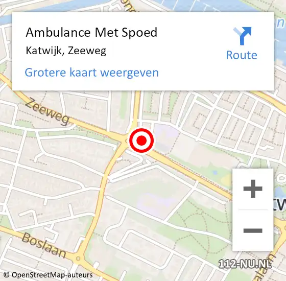 Locatie op kaart van de 112 melding: Ambulance Met Spoed Naar Katwijk, Zeeweg op 14 september 2024 23:58