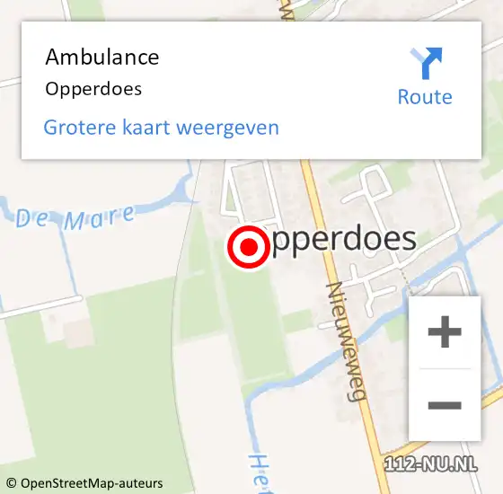 Locatie op kaart van de 112 melding: Ambulance Opperdoes op 15 september 2024 00:04