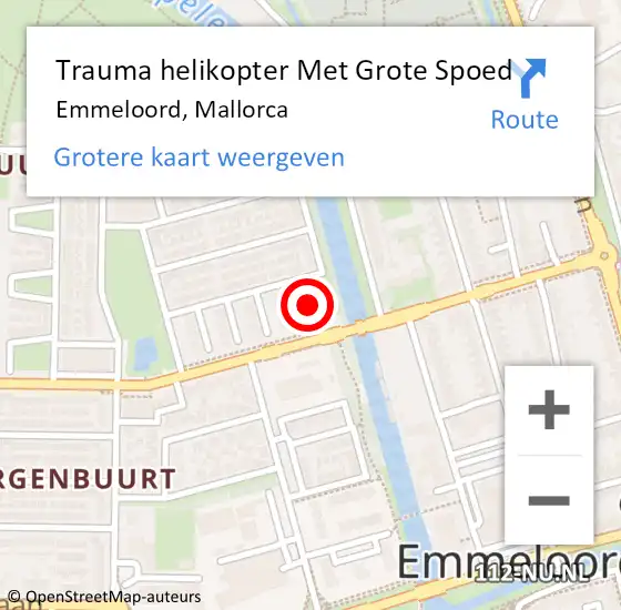 Locatie op kaart van de 112 melding: Trauma helikopter Met Grote Spoed Naar Emmeloord, Mallorca op 15 september 2024 00:16