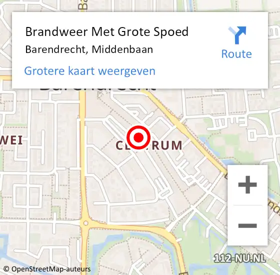 Locatie op kaart van de 112 melding: Brandweer Met Grote Spoed Naar Winkel, Middenbaan op 15 september 2024 00:20