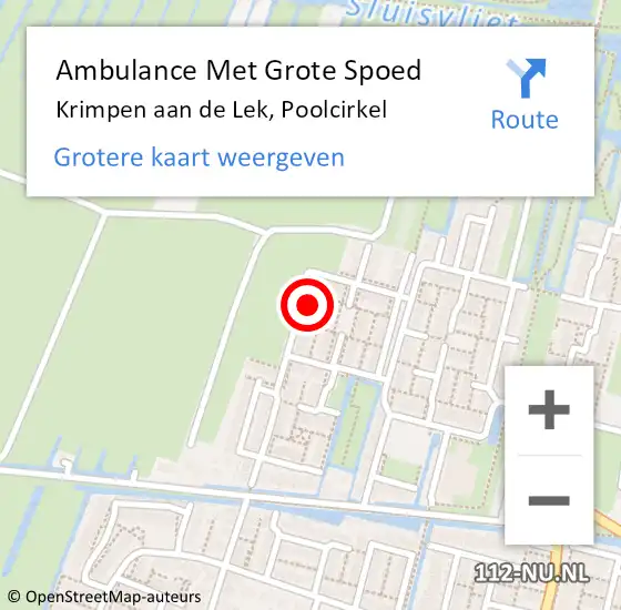 Locatie op kaart van de 112 melding: Ambulance Met Grote Spoed Naar Krimpen aan de Lek, Poolcirkel op 15 september 2024 00:28