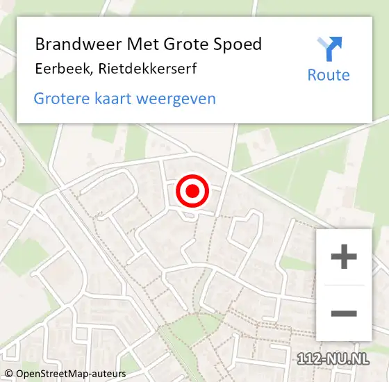 Locatie op kaart van de 112 melding: Brandweer Met Grote Spoed Naar Eerbeek, Rietdekkerserf op 15 september 2024 00:59