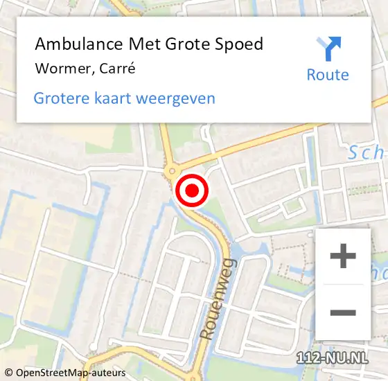 Locatie op kaart van de 112 melding: Ambulance Met Grote Spoed Naar Wormer, Carré op 15 september 2024 01:07