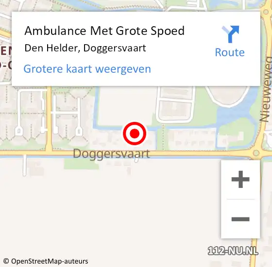 Locatie op kaart van de 112 melding: Ambulance Met Grote Spoed Naar Den Helder, Doggersvaart op 15 september 2024 01:16