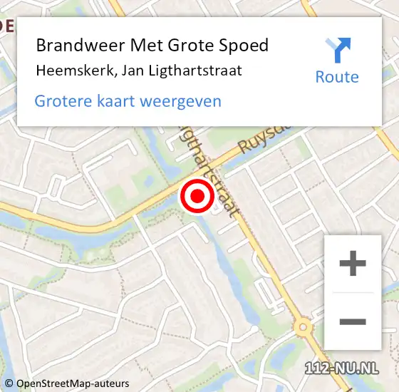 Locatie op kaart van de 112 melding: Brandweer Met Grote Spoed Naar Heemskerk, Jan Ligthartstraat op 15 september 2024 01:20