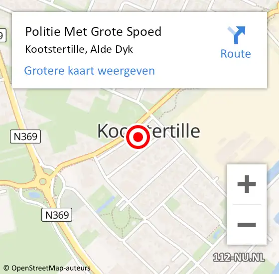 Locatie op kaart van de 112 melding: Politie Met Grote Spoed Naar Kootstertille, Alde Dyk op 15 september 2024 01:40