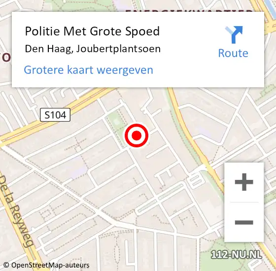 Locatie op kaart van de 112 melding: Politie Met Grote Spoed Naar Den Haag, Joubertplantsoen op 15 september 2024 01:41