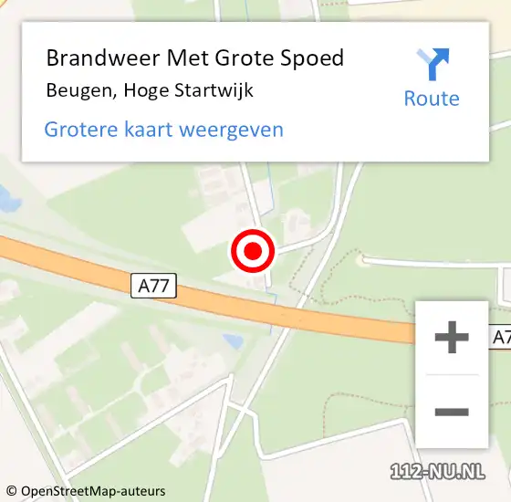 Locatie op kaart van de 112 melding: Brandweer Met Grote Spoed Naar Beugen, Hoge Startwijk op 15 september 2024 01:43