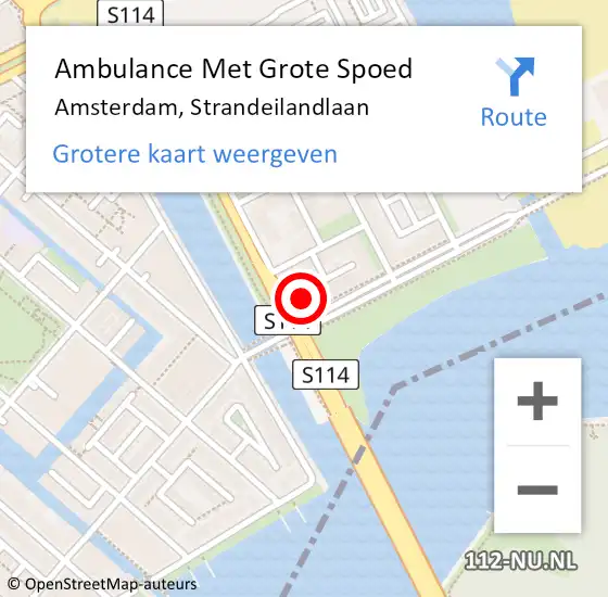 Locatie op kaart van de 112 melding: Ambulance Met Grote Spoed Naar Amsterdam, Strandeilandlaan op 15 september 2024 02:10