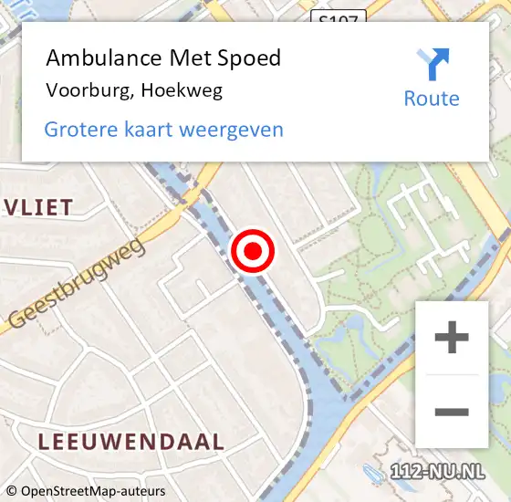 Locatie op kaart van de 112 melding: Ambulance Met Spoed Naar Voorburg, Hoekweg op 15 september 2024 02:11