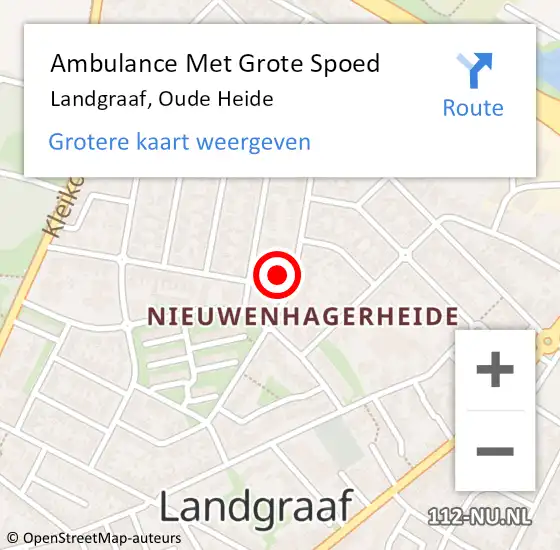 Locatie op kaart van de 112 melding: Ambulance Met Grote Spoed Naar Landgraaf, Oude Heide op 20 oktober 2014 09:09