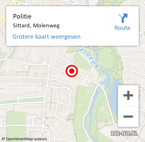 Locatie op kaart van de 112 melding: Politie Sittard, Molenweg op 15 september 2024 02:51