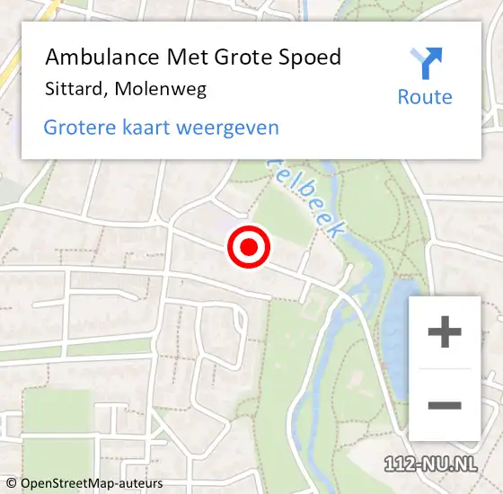 Locatie op kaart van de 112 melding: Ambulance Met Grote Spoed Naar Sittard, Molenweg op 15 september 2024 02:55