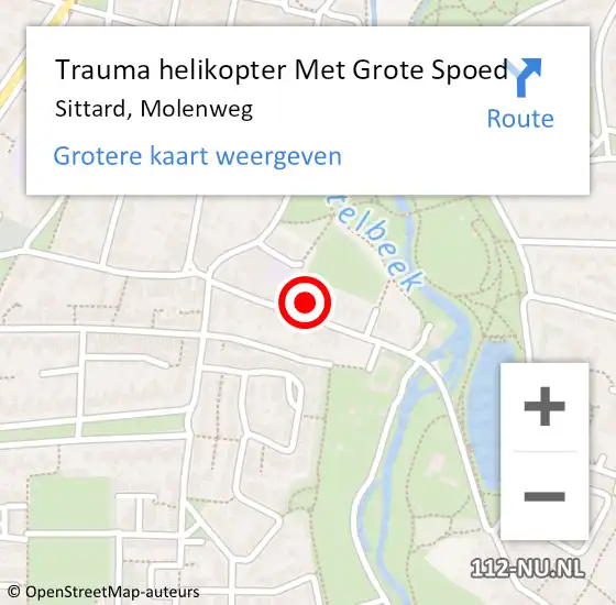 Locatie op kaart van de 112 melding: Trauma helikopter Met Grote Spoed Naar Sittard, Molenweg op 15 september 2024 02:55