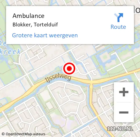 Locatie op kaart van de 112 melding: Ambulance Blokker, Tortelduif op 15 september 2024 02:58