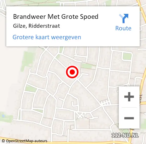 Locatie op kaart van de 112 melding: Brandweer Met Grote Spoed Naar Gilze, Ridderstraat op 15 september 2024 03:20