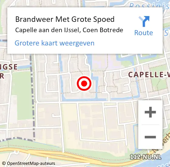 Locatie op kaart van de 112 melding: Brandweer Met Grote Spoed Naar Capelle aan den IJssel, Coen Botrede op 15 september 2024 03:37