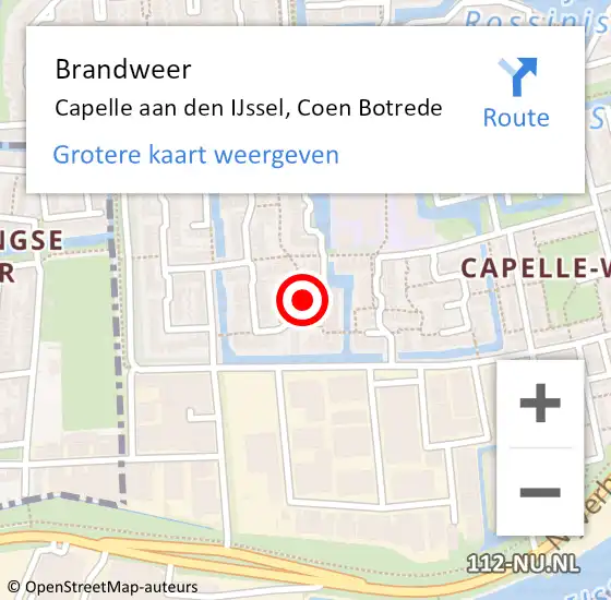 Locatie op kaart van de 112 melding: Brandweer Capelle aan den IJssel, Coen Botrede op 15 september 2024 03:38