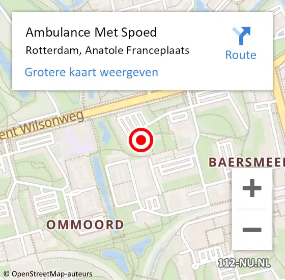 Locatie op kaart van de 112 melding: Ambulance Met Spoed Naar Rotterdam, Anatole Franceplaats op 15 september 2024 03:46