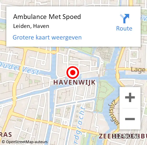 Locatie op kaart van de 112 melding: Ambulance Met Spoed Naar Leiden, Haven op 15 september 2024 03:46