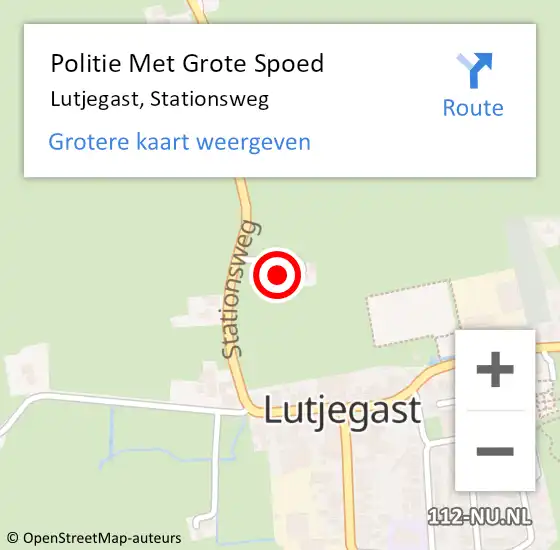 Locatie op kaart van de 112 melding: Politie Met Grote Spoed Naar Lutjegast, Stationsweg op 15 september 2024 03:59