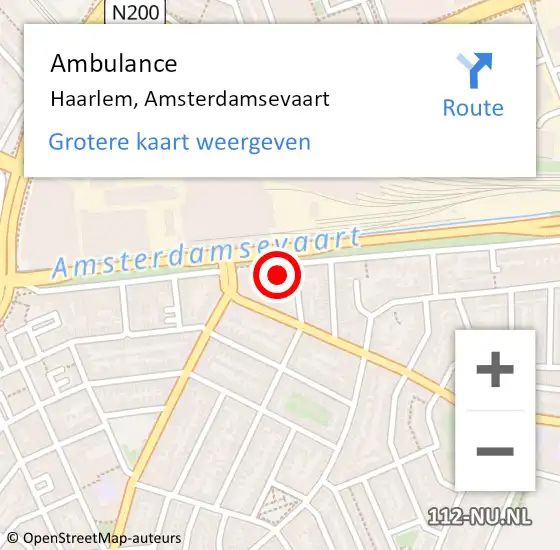 Locatie op kaart van de 112 melding: Ambulance Haarlem, Amsterdamsevaart op 15 september 2024 03:59