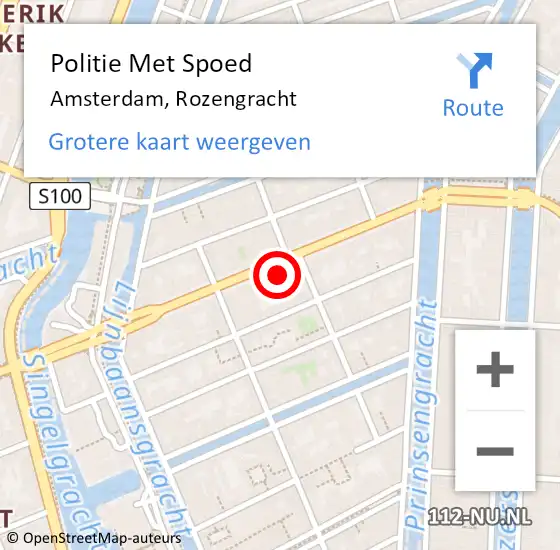 Locatie op kaart van de 112 melding: Politie Met Spoed Naar Amsterdam, Rozengracht op 15 september 2024 04:08