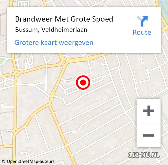 Locatie op kaart van de 112 melding: Brandweer Met Grote Spoed Naar Bussum, Veldheimerlaan op 18 oktober 2013 08:52