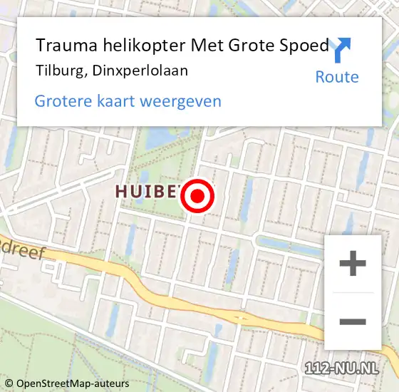 Locatie op kaart van de 112 melding: Trauma helikopter Met Grote Spoed Naar Tilburg, Dinxperlolaan op 15 september 2024 04:26